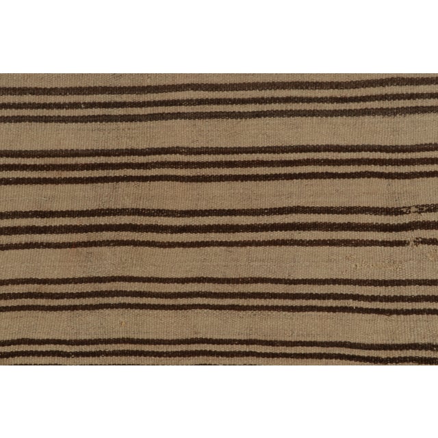 Vintage Kilim Rug With Beige-Brown Stripe Patterns, Panel-Woven Style For Sale In New York - Image 6 of 7