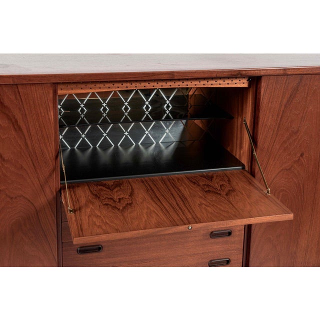 Brown Mid Century Danish Teak Tall Sideboard or Bar Cabinet by Harry Ostergaard For Sale - Image 8 of 17