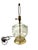 Transparent Pair of Art Deco-Inspired Clear Glass and Brass Lamps With Shades For Sale - Image 8 of 12