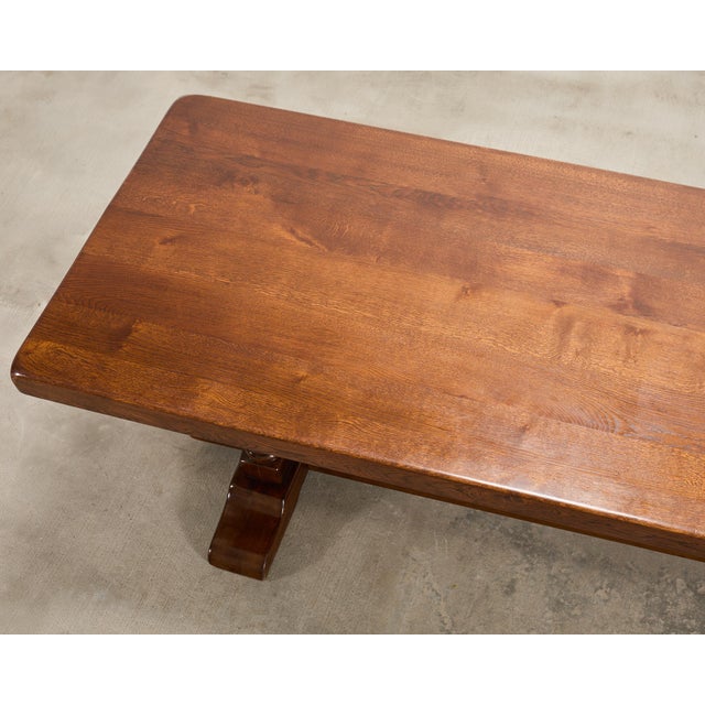Country French Provincial Oak Double Trestle Dining Table 7 Ft For Sale - Image 13 of 18