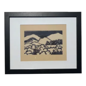 Watercolor Landscape With Black Sky