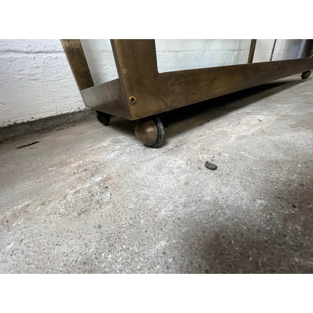 Bronze and Glass Mid Century Tiered Italian Bar Cart For Sale In New York - Image 6 of 11