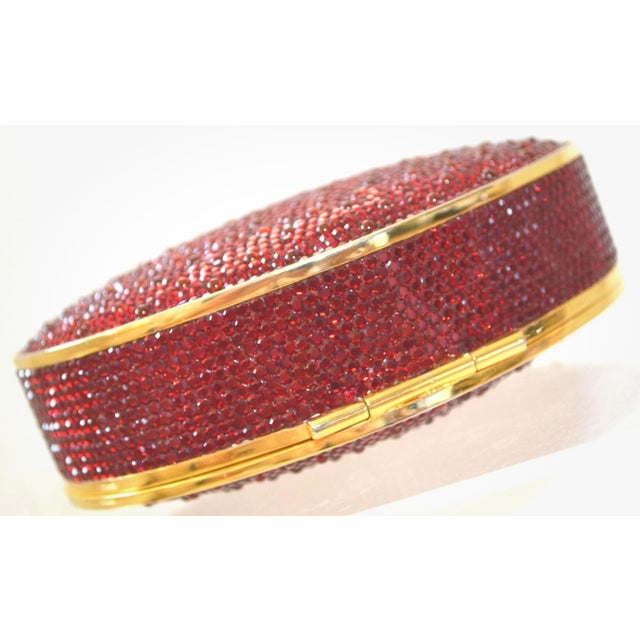 Judith Leiber Heart Red Burgundy Crystal Gold Bag Purse Evening Vintage Minaudiere Shoulder Clutch For Sale - Image 10 of 11
