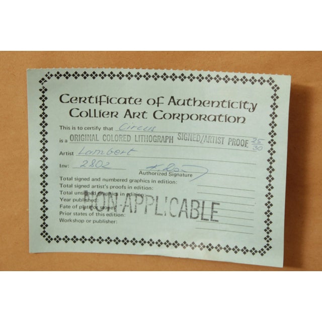 Georges Lambert Vintage 'Circus' Artist Proof Lithograph For Sale - Image 10 of 13