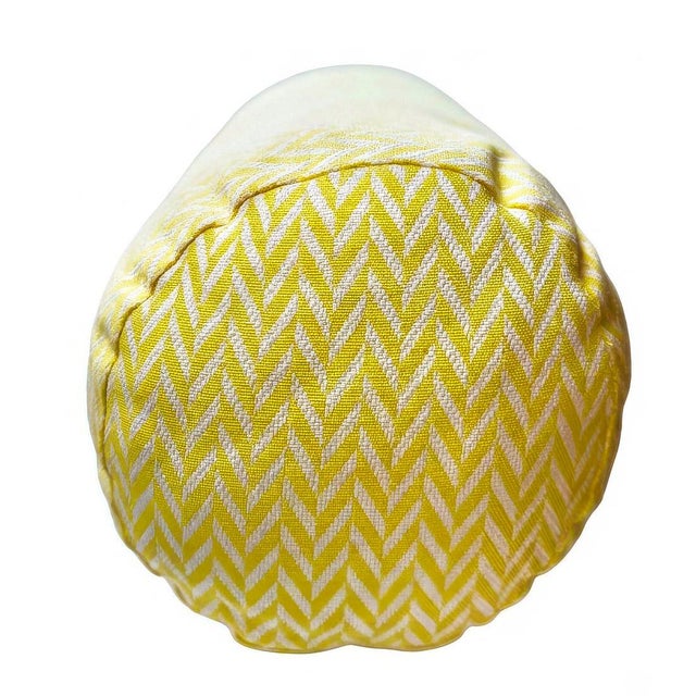 Outdoors and Indoors Contemporary Pastel Yellow Cylinder Pillows, by Arlene Angard, Set of 2 For Sale - Image 4 of 10
