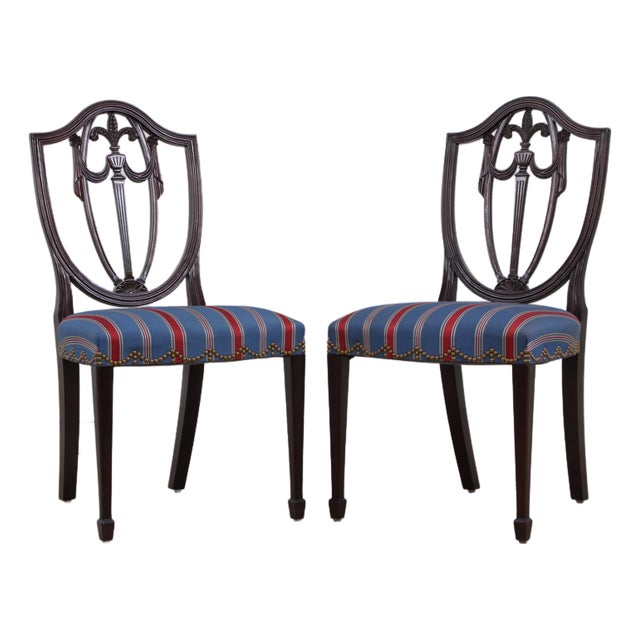 Pair of Kindel Grand Rapids Mahogany Shield Back Chairs For Sale