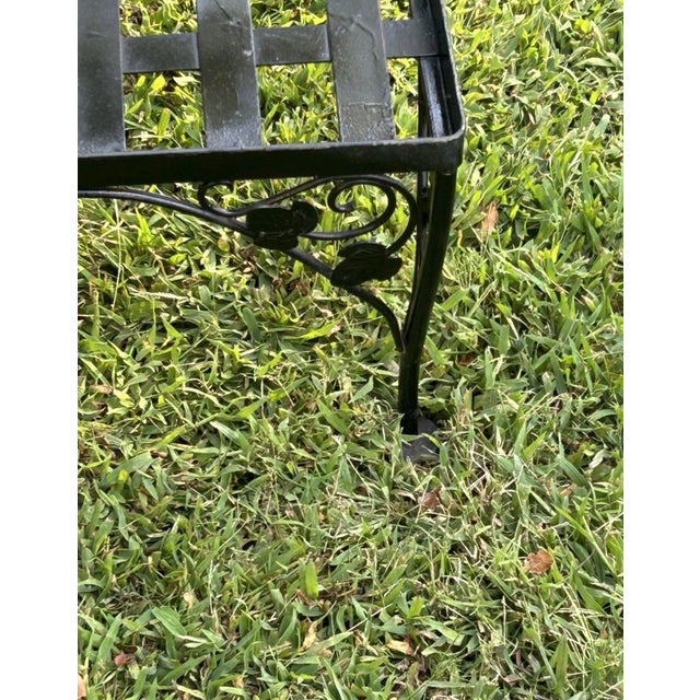 Vintage MCM Wrought Iron Conversation Set Bench, 2 Oversized Chairs, 2 Tables For Sale In Washington DC - Image 6 of 8