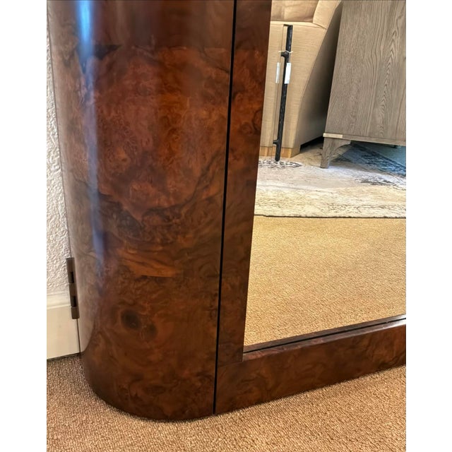 Modern Jonathan Charles Modern Burl Mahogany Jacques Full Length Storage Mirror For Sale - Image 3 of 8