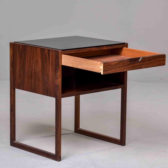 Langkilde Danish Mid-Century Rosewood Side Table With Black Glass Top For Sale - Image 11 of 12