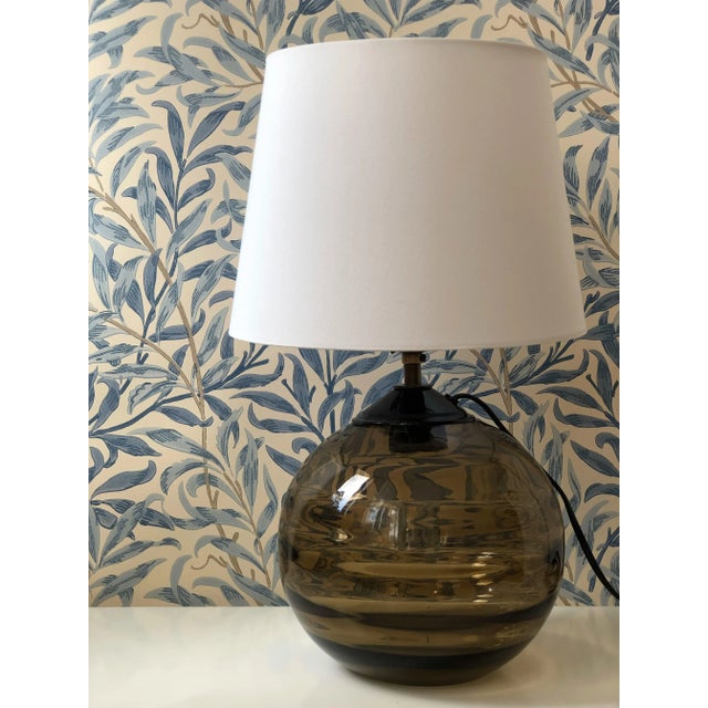 Brown Art Deco Brown Smoked Glass Table Lamp, 1960s For Sale - Image 8 of 8