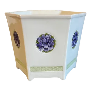 Antique Karl Ens German Porcelain Hexagonal Cachepot in the Aesthetic Japonisme Taste Circa 1900 - 1910
