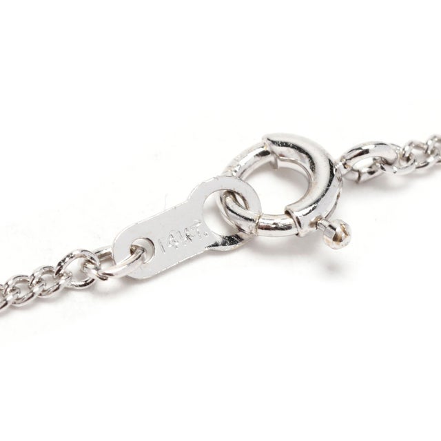 Modern 1970s 0.75ctw Diamond Dangle v Necklace, 14k White Gold For Sale - Image 3 of 4