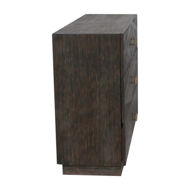 Diamond Inlay - Three Drawer Chest For Sale - Image 4 of 5