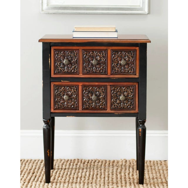 2 Drawer Side Table in Dark Brown For Sale - Image 4 of 5