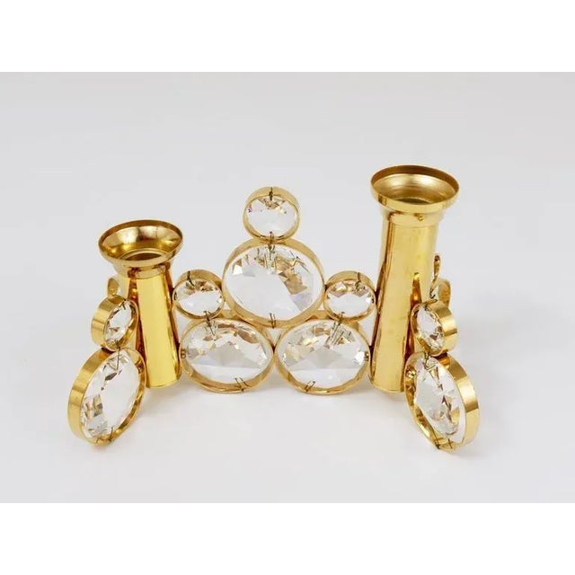 Brass and Crystals Candleholder in the style of Gaetano Sciolari from Palwa, 1970s For Sale - Image 9 of 11