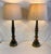 Asian Pair Blue Green Marble and Brass Lamps in Style of James Mont for Mabro For Sale - Image 3 of 6