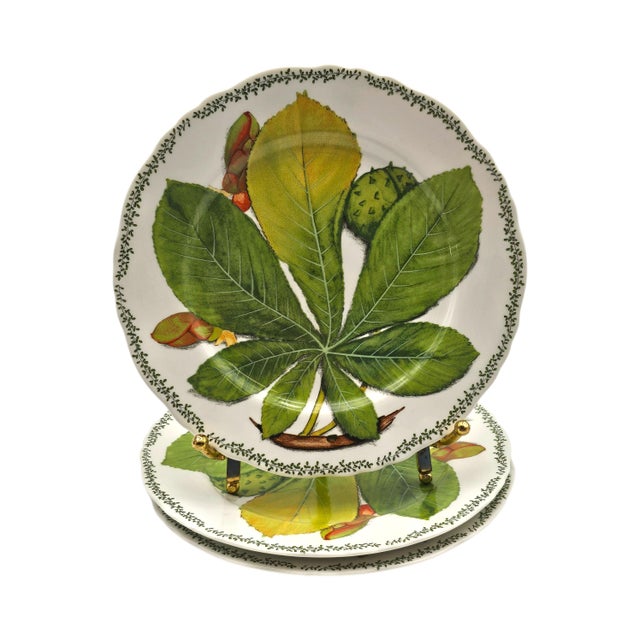 A striking trio of Italian porcelain bread plates from the Natura collection by Emilio Bergamin for Taitù, produced in...
