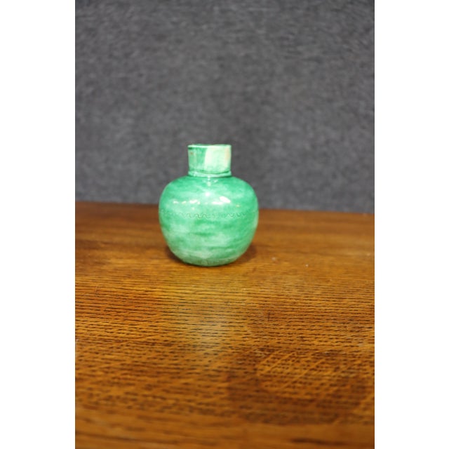 Mid-Century Modern Mid-Century Green Glazed Studio Pottery Vase Signed Margaret Lee Mulick, u.s. Navy, 1948 For Sale - Image 3 of 8