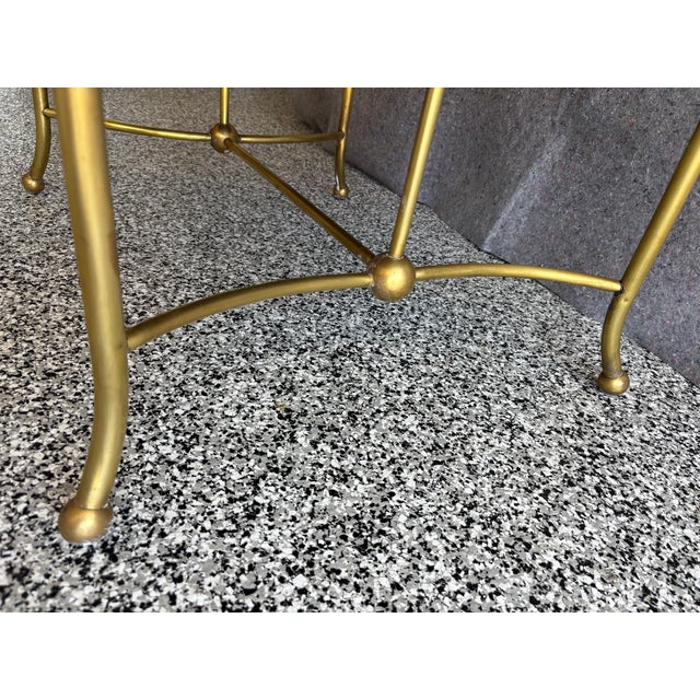 Late 20th Century Mid-Century Brass & Patch Burl Wood Top Oval Table For Sale - Image 10 of 12