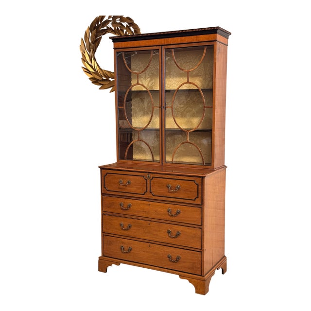 Antique English Armoire Secretary Cabinet For Sale