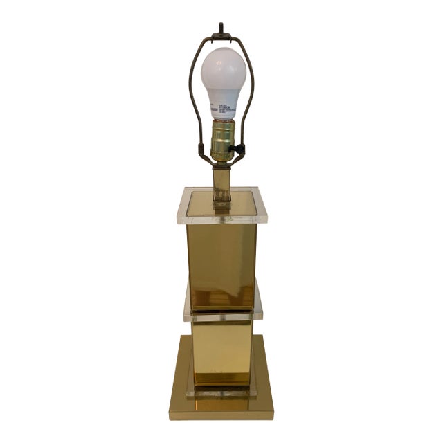 Brass and Lucite Stacked Table Lamp Late 20th Century For Sale