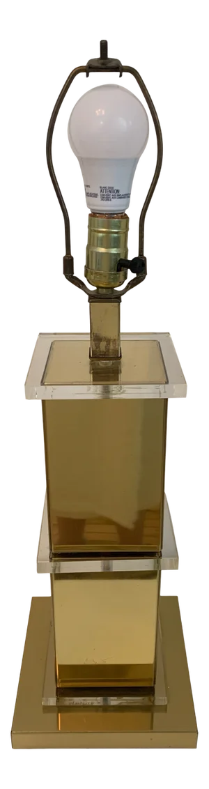 Brass and Lucite Stacked Table Lamp Late 20th Century