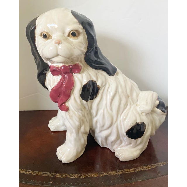 Staffordshire Style Black and White Spaniel For Sale - Image 4 of 9
