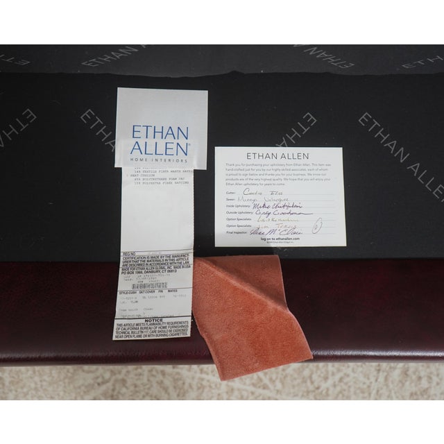 Ethan Allen Burgundy Leather Modern Sofa For Sale - Image 18 of 18