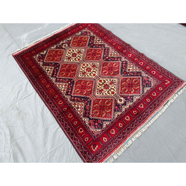 Islamic Fine Afghan Khal Mohammadi Biljik Wool Medallion Rug - 6'9" X 4'10" For Sale - Image 3 of 12