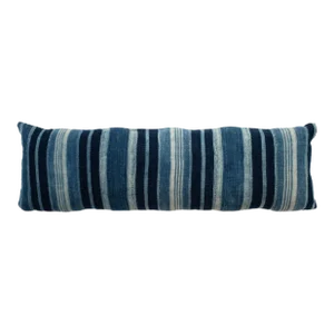 Long Rich Faded Indigo Stripe Lumbar Cushion