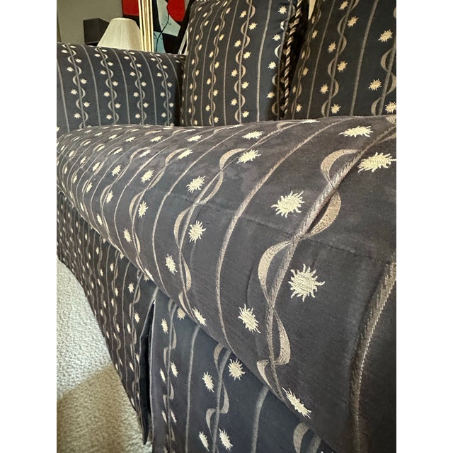 1980s Vintage Postmodern Marge Carson Silk Roll-Arm Sofa For Sale - Image 9 of 12