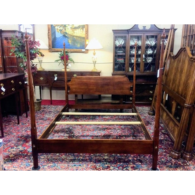 Brown Queen Poster Bed, Pencil Poster Bed, Statton Furniture For Sale - Image 8 of 10