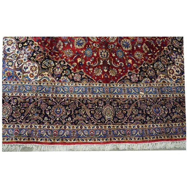 Red Silk on Silk 10' X 14' Genuine Persian Kashan Rug For Sale - Image 8 of 10