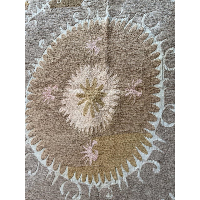 Tribal Suzani Tablecloth From Bukhara 4'7'' X 4'10'' For Sale - Image 10 of 11