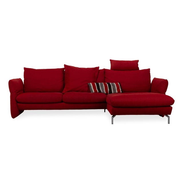 Modern Red Fabric Loredo Corner Sofa Red with Manual Function from Mondo For Sale - Image 3 of 4