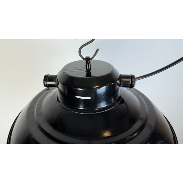 Industrial Black Enamel Factory Hanging Lamp from Elektrosvit, 1960s For Sale - Image 9 of 15