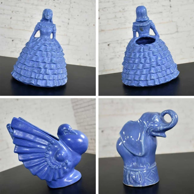 Mid Century Niloak Pottery Blue Vases and Objet d'Art 24 Piece Collection For Sale - Image 10 of 13