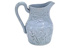 Antique Bas-Relief Tavern Scene Pitcher