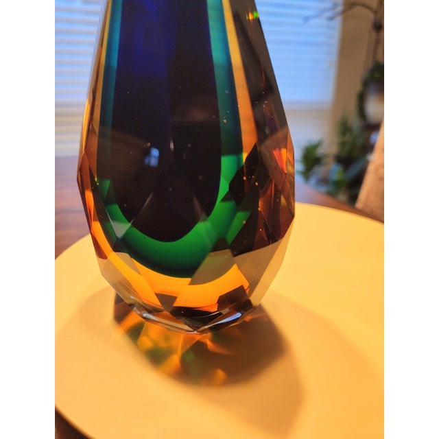 Mid 20th Century Alessandro Mandruzzato Murano Faceted Sommerso Glass Teardrop Sculpture - 7-Inch For Sale - Image 9 of 10