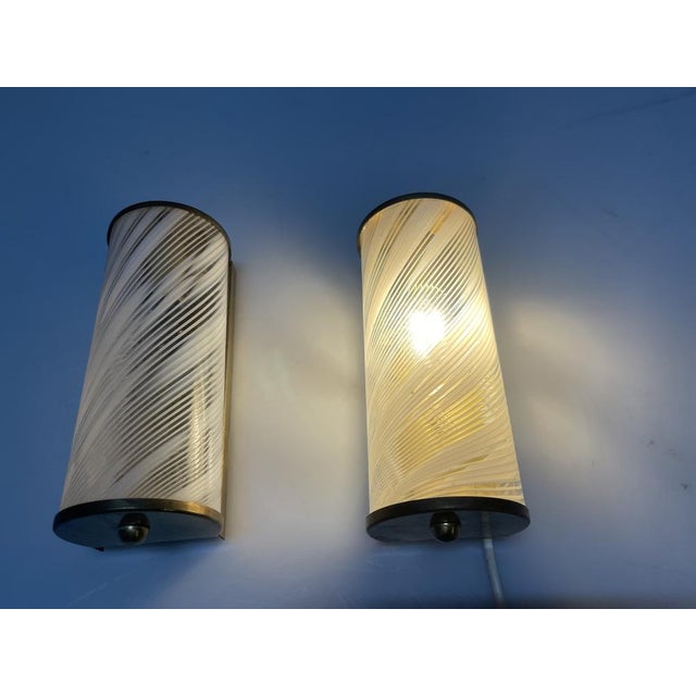 Paolo Venini Murano Glass and Brass Sconces from Paolo Venini, 1970s, Set of 2 For Sale - Image 4 of 11
