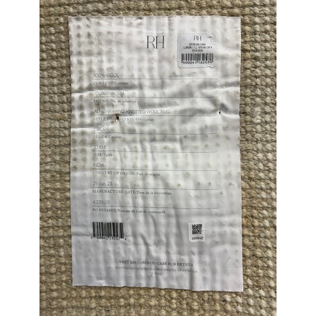 Rh Almora Wool Rug – 10' × 14' Cream | Hand-Knotted New Zealand Wool | Sculptural Abstract Contemporary Design For Sale - Image 9 of 18