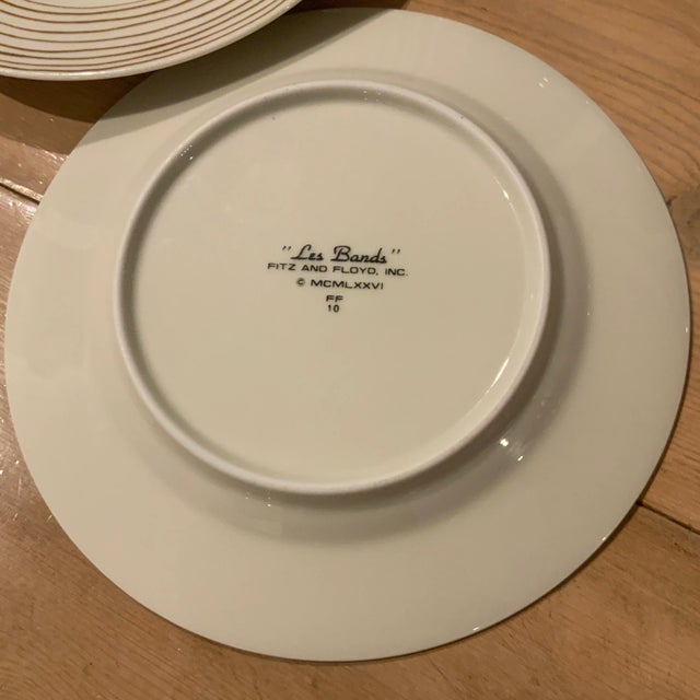 Fitz and Floyd 1980s Fitz and Floyd “Les Bands” Ivory and Cocoa Striped Bread and Butter Plates- Set of 2 For Sale - Image 4 of 6