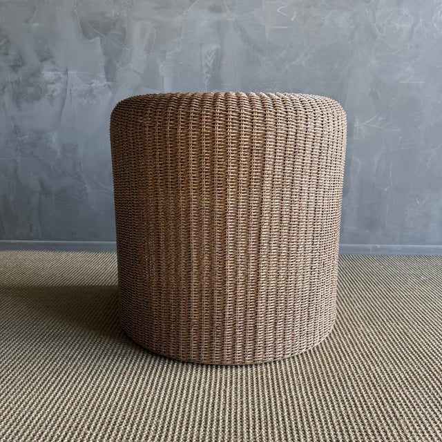 Outdoor Woven Rope Dining Chairs With Seat Cushions For Sale - Image 4 of 10