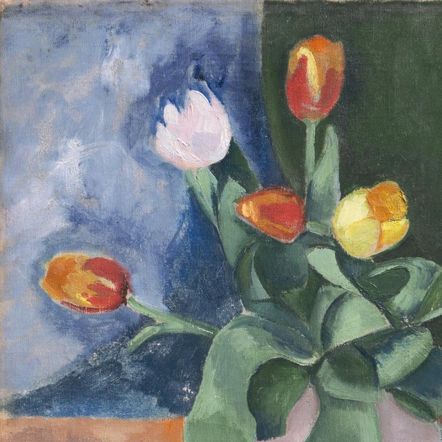 'Still Life of Tulips' by Albert Naur, 1919, Paris, Academie De La Palette, Benezit, Cubist For Sale In Monterey, CA - Image 6 of 8