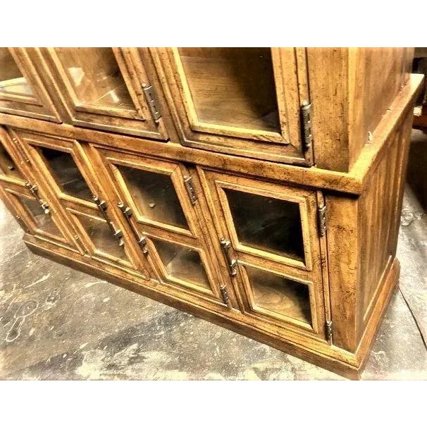 Late 20th Century Late 20th Century Southwestern Style Oak Breakfront China Cabinet For Sale - Image 5 of 12