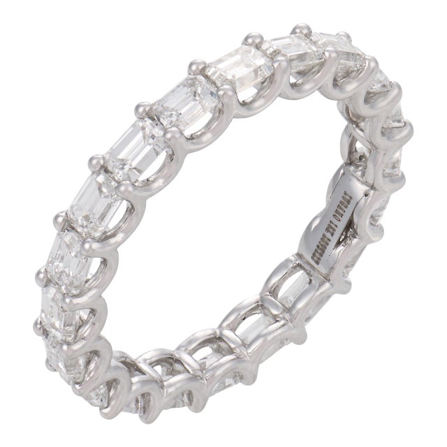 Lugano 1.90 Carat Diamond 18k White Gold Eternity Band, Size 6 For Sale