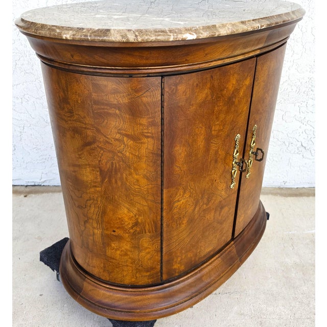Thomasville Elysse Marble Top Accent Bar Cabinet Center End Table Burl Finish For Sale - Image 14 of 15