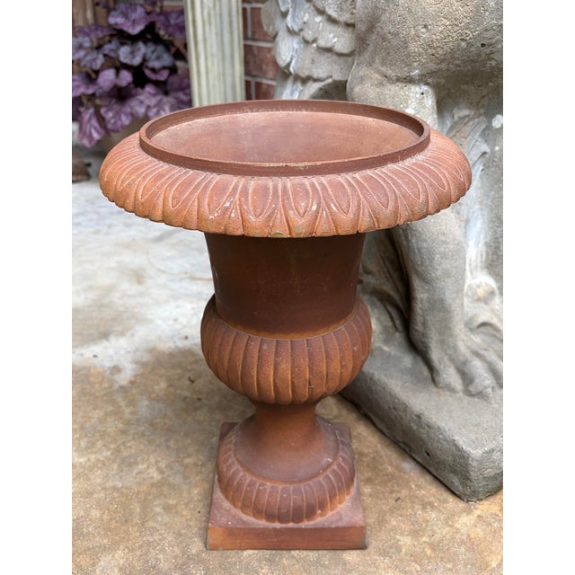 1900 - 1909 Antique Classical Cast Iron Garden Urn Planter For Sale - Image 5 of 5