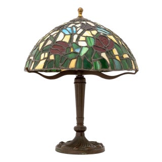 Tiffany Studios Style Stained Glass Table Lamp For Sale
