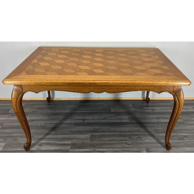 Vintage French Louis XVI Carved Oak Extendable Dining Table For Sale - Image 12 of 12